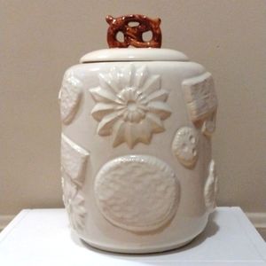 Cookie Jar & Pretzel Knob on Cover Vintage USA 1950-1960 Rare